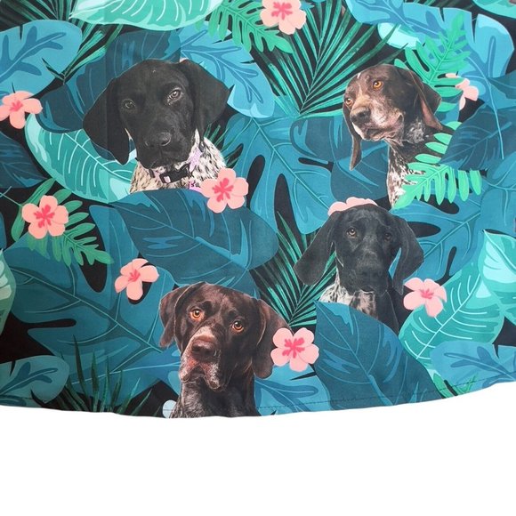 VTG Single Stitch Hawaiian Floral Mens All Over Dog Print Button Down Shirt- LG - Picture 6 of 12